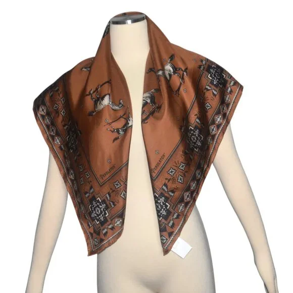 Pendleton Herd of Horses Silk Square Scarf Western Southwest 34x34 - Picture 7 of 9